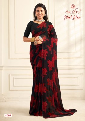 Kashvi creation by black blaze pure georgette with swarovski lace lace saree catalogue at wholesale price sarees catalogs