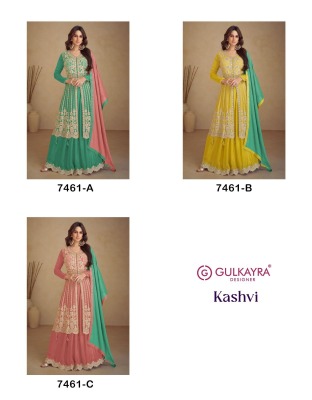 Kashvi designer by Gulkayra Embroidered fancy chinon  embroidered sharara suit catalogue at affordable rate fancy sharara suit Catalogs
