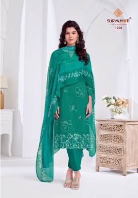 Kashya vol 1 by Suryajyoti Pure Lawn Foil Print With Border Embroidery Work dress material dress material catalogs