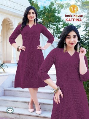 Katrina by Tunic House Fully Chikankari Anarkali kurti with top and bottom collection in low rate kurtis catalogs