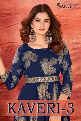 Kaveri 3 present faux georgette foil gold printed flared kurti catalogue at low rate  Amavi