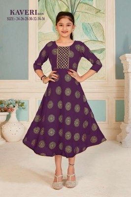 Kaveri kids Pure Georgette Foil Printed kids wear collection kurtis catalogs