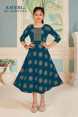 Kaveri kids Pure Georgette Foil Printed kids wear collection kurtis catalogs