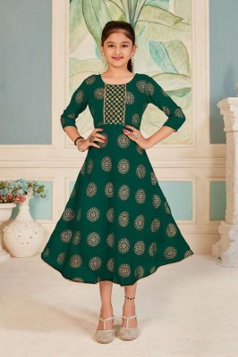 Kaveri kids Pure Georgette Foil Printed kids wear collection kurtis catalogs