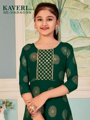 Kaveri kids Pure Georgette Foil Printed kids wear collection kurtis catalogs