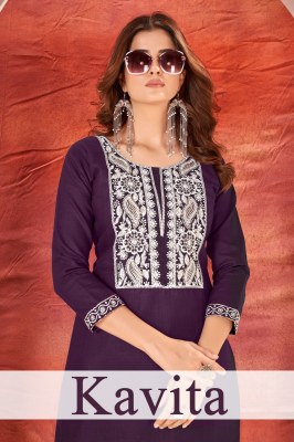Kavita present magic ruby cotton embroidered womens short kurti catalogue at wholesale price Amavi