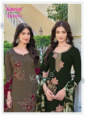 Kavya Akruti Vol 1 Roman Silk Embroidered Straight Kurti Set with Chanderi Zari Dupatta (M–3XL) readymade suit catalogs