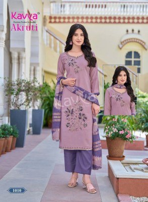 Kavya Akruti Vol 1 Roman Silk Embroidered Straight Kurti Set with Chanderi Zari Dupatta (M–3XL) readymade suit catalogs