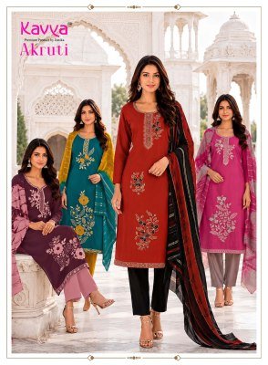 Kavya Akruti Vol-2 Roman Silk Kurti Pant with Fancy Chanderi Zari Dupatta kurti pant with dupatta Catalogs