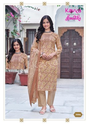 Kavya Anushka Vol 3 German Print Embroidered Neck Cotton Kurti Pant Set with Pocket And Dupatta Wholesale  kurtis catalogs