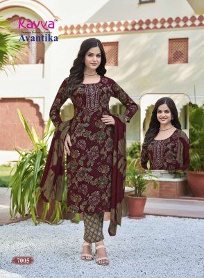 Kavya Avantika Vol 7 Straight Cut Capsule Foil Kurti Set with Chanderi Sequence Dupatta  M   3XL  readymade suit catalogs