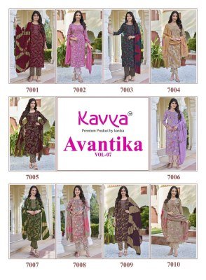 Kavya Avantika Vol 7 Straight Cut Capsule Foil Kurti Set with Chanderi Sequence Dupatta  M   3XL  readymade suit catalogs