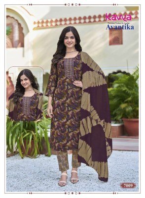 Kavya Avantika Vol 7 Straight Cut Capsule Foil Kurti Set with Chanderi Sequence Dupatta  M   3XL  readymade suit catalogs