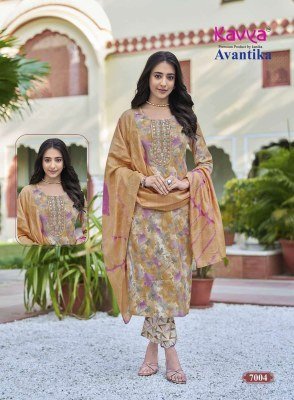 Kavya Avantika Vol 7 Straight Cut Capsule Foil Kurti Set with Chanderi Sequence Dupatta  M   3XL  readymade suit catalogs