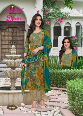 Kavya Deepika Vol 45 Straight Kurti with Embroidered Neck  Pocket Pant And Nazleen Dupatta Wholesale kurtis catalogs