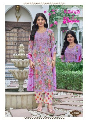 Kavya Deepika Vol 45 Straight Kurti with Embroidered Neck  Pocket Pant And Nazleen Dupatta Wholesale kurtis catalogs