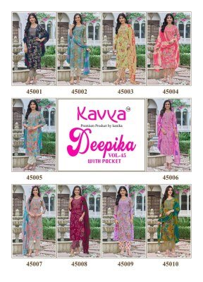 Kavya Deepika Vol 45 Straight Kurti with Embroidered Neck  Pocket Pant And Nazleen Dupatta Wholesale kurtis catalogs