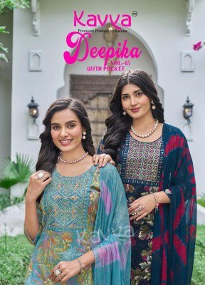 Kavya Deepika Vol 45 Straight Kurti with Embroidered Neck  Pocket Pant And Nazleen Dupatta Wholesale kurtis catalogs