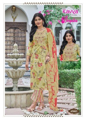 Kavya Deepika Vol 45 Straight Kurti with Embroidered Neck  Pocket Pant And Nazleen Dupatta Wholesale kurtis catalogs