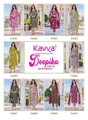 Kavya Deepika Vol  54 Straight Kurti Pant Dupatta Collection  readymade suit catalogs