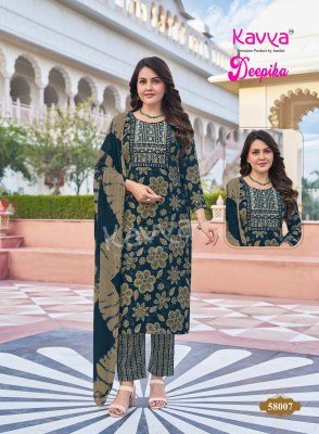 Kavya Deepika Vol 58 Premium Embroidered Straight Kurti, Pant And Nazleen Dupatta readymade suit catalogs
