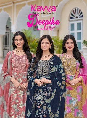 Kavya Deepika Vol-65 Straight Kurti Pant with Nazleen Dupatta 