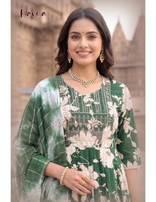 Kavya Heavy Rayon Procian Foil Print Kurti Pant with Shibori Hand Dyed Dupatta Set kurti pant with dupatta Catalogs