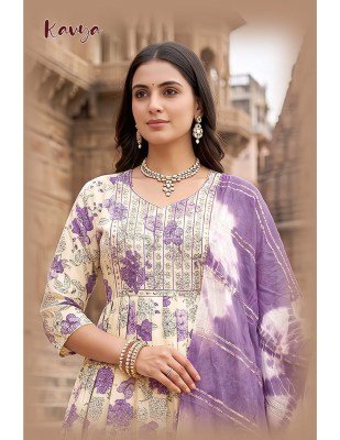 Kavya Heavy Rayon Procian Foil Print Kurti Pant with Shibori Hand Dyed Dupatta Set kurti pant with dupatta Catalogs