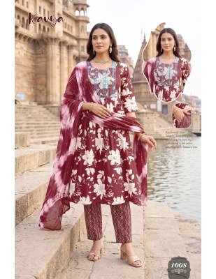 Kavya Heavy Rayon Procian Foil Print Kurti Pant with Shibori Hand Dyed Dupatta Set kurti pant with dupatta Catalogs