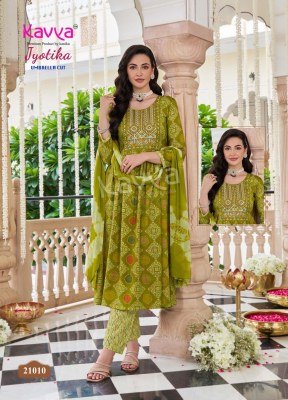 Kavya Jyotika Vol 21 Umbrella Cut Set  Capsule Foil Print Top with Elegant Neck Embroidery And Comfort Fit Capsule Print Bottom Nazneen Chiffon Dupatt kurtis catalogs