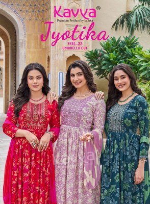 Kavya Jyotika Vol 25 Umbrella Cut Capsule Foil Print Suit with Nazneen Chiffon Dupatta Wholesale Ethnic Collection kurtis catalogs