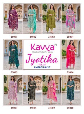 Kavya Jyotika Vol 25 Umbrella Cut Capsule Foil Print Suit with Nazneen Chiffon Dupatta Wholesale Ethnic Collection kurtis catalogs
