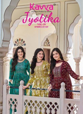 Kavya Jyotika Vol 39 Umbrella Cut Kurti Pant with Dupatta wholesale catalogs