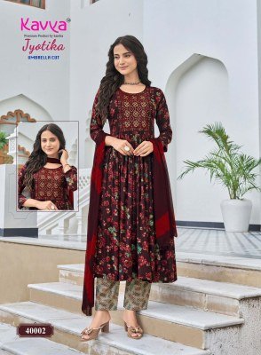 Kavya Jyotika Vol 40 Umbrella Cut Kurti Pant with Dupatta kurti pant with dupatta Catalogs