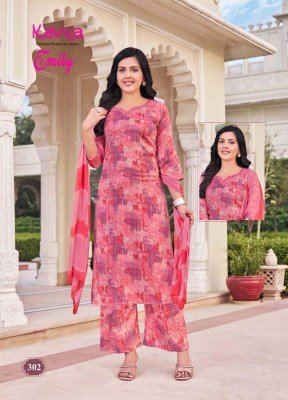  Kavya Kurti Emily Vol 3 Luxe Foil Palazzos Set Capsule Foil Printed Top And Bottom  Embroidered Neck  Nazleen Chiffon Dupatta Wholesale kurtis catalogs