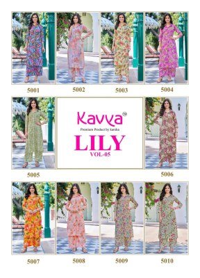 Kavya Lily Vol 5 Casual Wear Shirt Style Long Top with Bottoms Collection kurtis catalogs