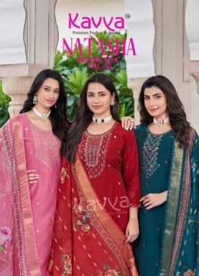Kavya Natasha Vol 5 Premium Roman Silk Embroidered Kurti with Digital Print Chanderi Dupatta Wholesale kurtis catalogs