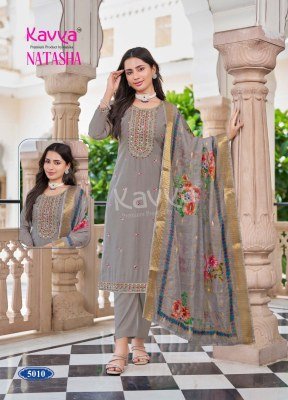 Kavya Natasha Vol 5 Premium Roman Silk Embroidered Kurti with Digital Print Chanderi Dupatta Wholesale kurtis catalogs