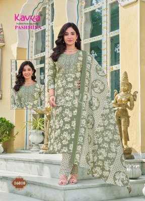 Kavya Pashmina Vol 16 Comfort Fit Malaysian Cotton Suit Embroidery work Neck Pant with Pure Cotton Dupatta Wholesale kurtis catalogs