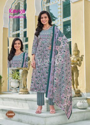 Kavya Pashmina Vol 16 Comfort Fit Malaysian Cotton Suit Embroidery work Neck Pant with Pure Cotton Dupatta Wholesale kurtis catalogs