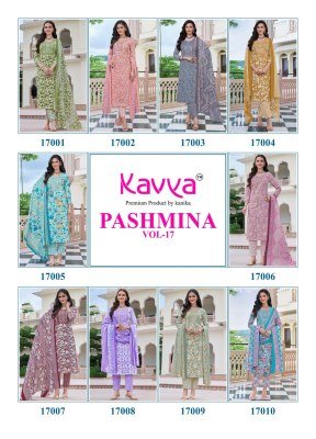 Kavya Pashmina Vol 17 Luxury Cotton Suit Embroidered Neck, Comfort Pant And Pure Cotton Dupatta Wholesale kurtis catalogs