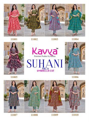 Kavya Suhani Vol-11 Viscose Umbrella Cut Kurti Pant with  Dupatta kurtis catalogs