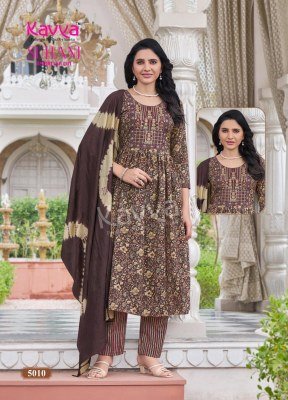 Kavya Suhani Vol 5 Umbrella Cut Poly Viscose Foil Print Top with Neck Embroidery And Comfort Fit Printed Bottom with Chanderi Cotton Dupatta Wholesale kurtis catalogs