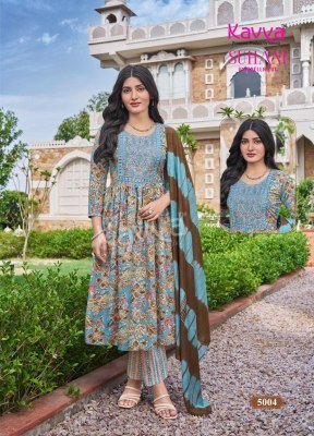 Kavya Suhani Vol 5 Umbrella Cut Poly Viscose Foil Print Top with Neck Embroidery And Comfort Fit Printed Bottom with Chanderi Cotton Dupatta Wholesale kurtis catalogs