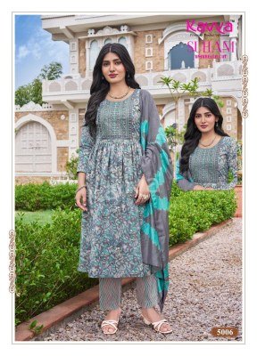 Kavya Suhani Vol 5 Umbrella Cut Poly Viscose Foil Print Top with Neck Embroidery And Comfort Fit Printed Bottom with Chanderi Cotton Dupatta Wholesale kurtis catalogs