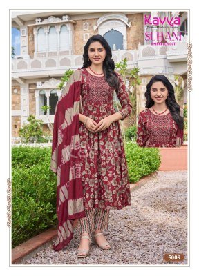 Kavya Suhani Vol 5 Umbrella Cut Poly Viscose Foil Print Top with Neck Embroidery And Comfort Fit Printed Bottom with Chanderi Cotton Dupatta Wholesale kurtis catalogs