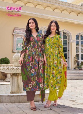 Kavya Vanshika Vol-2 Korean Flair Cut Vetican Suit Set with Nazleen Jari Dupatta kurti pant with dupatta Catalogs