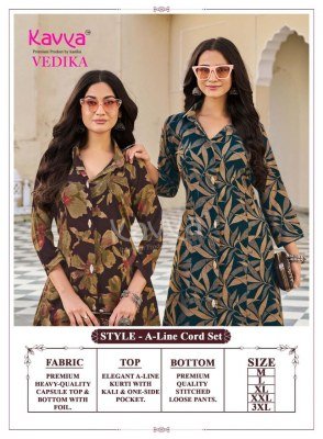 Kavya Vedika Vol-4 Premium Foil Print A-Line Co-Ord Set co ord set catalogs
