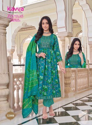 Kavya Zeenat Vol 32 Nayra Cut Kurti Set Capsule Foil Print with Sequence Pants Wholesale kurti pant with dupatta Catalogs