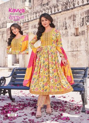 Kavya Zeenat Vol 8 Nayra Cut Embroidery Work Kurti Pant Dupatta Set Wholesale Kurti catalogue  kurtis catalogs